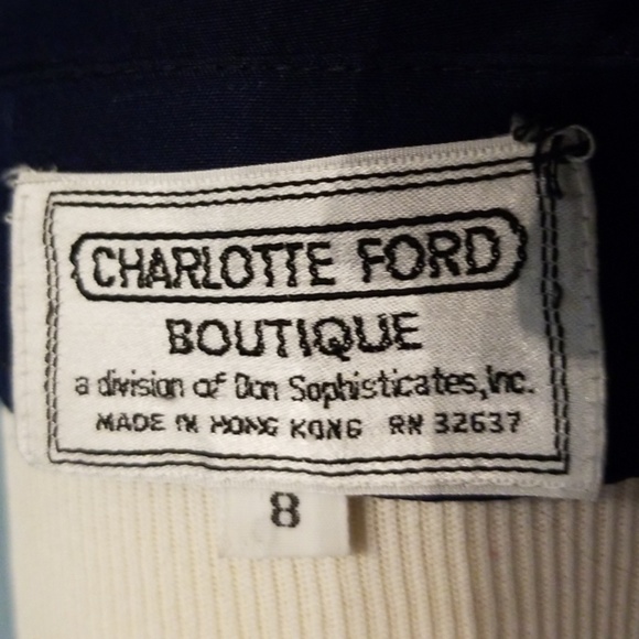 Vintage Charlotte Ford Blue Silk Dress M/L - Picture 5 of 5